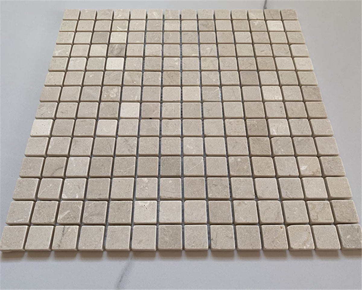 Crema Marfil Marble 3/4x3/4 Square Mosaic Tile Tumbled Kitchen Bath Wall Floor Backsplash Shower (1 Sheet)