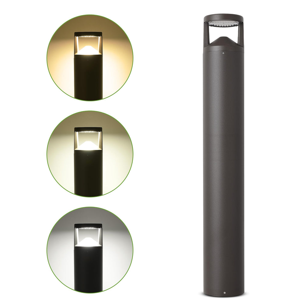 LED Bollard Landscape Light, 42-inch 24W, Bronze, 3CCT Selectable