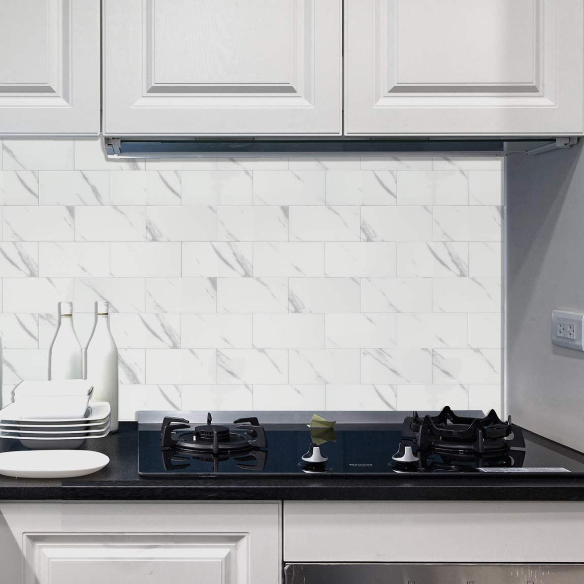 Peel and Stick Tile Backsplash Bathroom Fishbelly White 23pcs