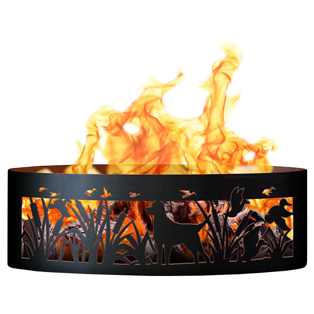 Lab N Duck Unpainted 12 in. Tall 30 in. Diameter Outdoor Fire Ring - 30 x 30 x 12 in. - Rustic Black Color