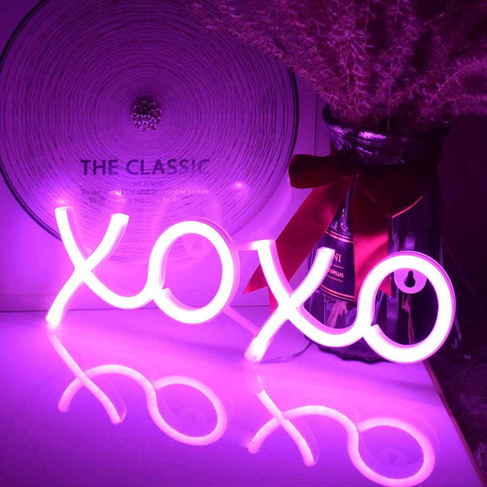 Neon Light Sign LED XOXO Night Lights USB Operated Decorative Marquee Sign Bar Pub Store Club Garage Home Party Decor