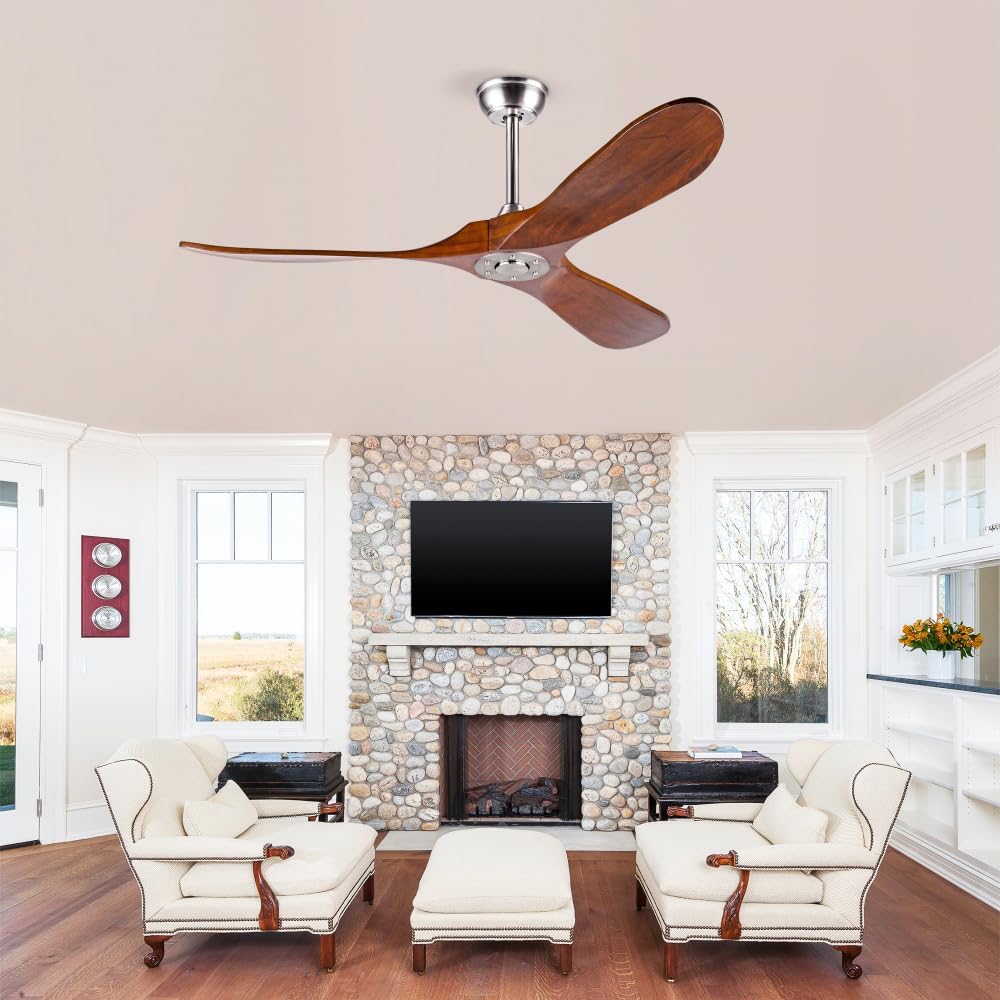 52" Walnut Outdoor Ceiling Fan with Remote