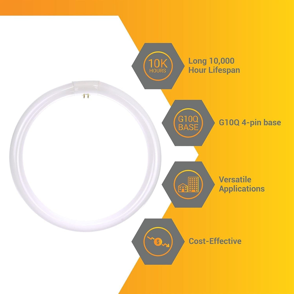 12 Inch Fluorescent Circular Light Bulb 32W 2100 Lumens 4100K Cool White G10Q 4-Pin Base RoHS Compliant