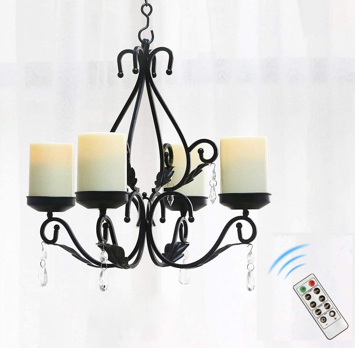 4-Light Modern Farmhouse Crystal Candle Chandelier