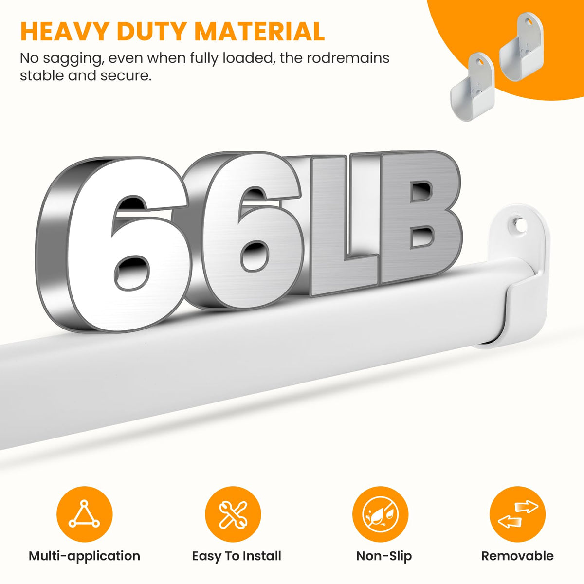 Oval Closet Rod for Hanging Clothes Adjustable Closet Rods 18 to 75 Inch Heavy Duty White Poles Bar Closet Rod
