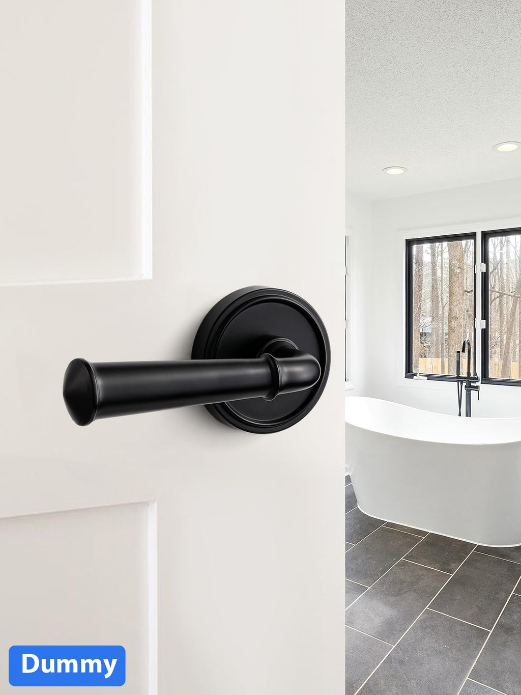 Door Handle Black Double Dummy Door Lever, 1 Pack