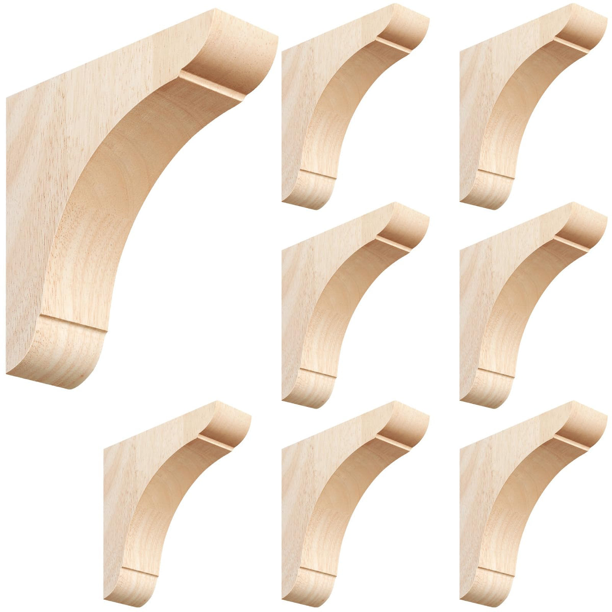 8 Pcs Wood Corbel Wooden Shelf Bracket, 6 x 6 x 1.75 Inches
