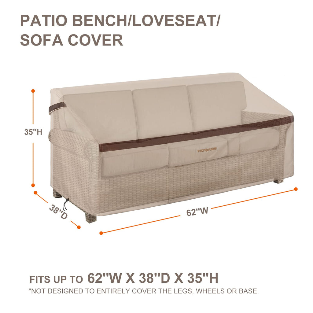 Patio Loveseat Covers Outdoor Furniture Waterproof Garden Deep Sofa Cover 62inch x 38inch x 35inch (L x W x H) Lawn