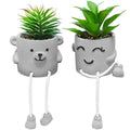 Fake Desk Plants in Cement Pots, Faux Plant Succulents Shelf Decorations, Funny Artificial Succulent Plants Desk