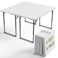 4FT Folding Table 4 Pack, Adjustable Height Heavy Duty Plastic Folding Tables with Carry Handles, Fold-in-Half Portable