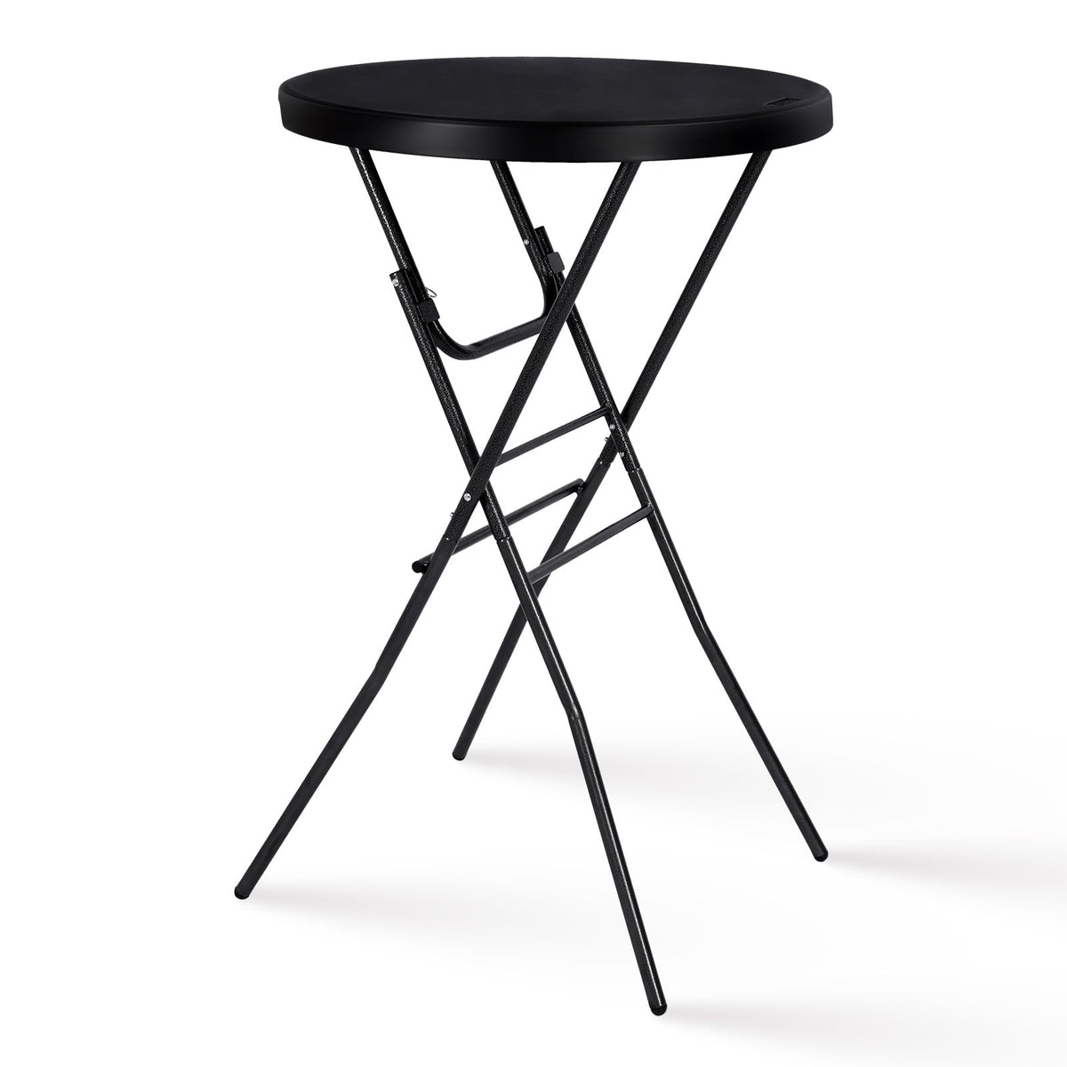 28in Cocktail Folding Table, Round High Top Bar Height Black Table