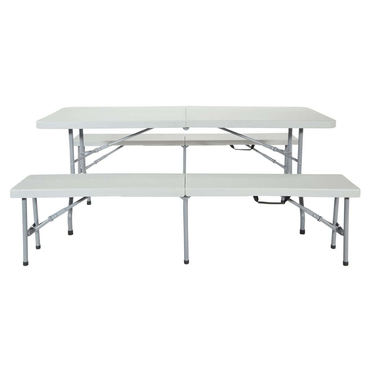 Star Resin Furniture for Indoor or Outdoor Use, 3-Piece Set, 2 Folding Benches and 6 Foot Table