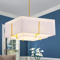 4-Light Modern Fabric Shade Chandelier for Dining Rooms and Living Spaces