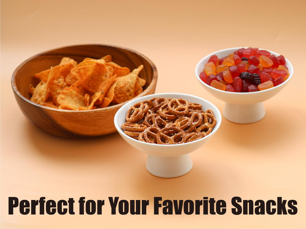 8oz Small Porcelain Footed Bowls, 5" White Pedestal Bowls for Nuts, Desserts, Ice Cream, Creme Brulee and Pudding