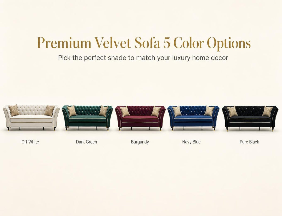 Red Chesterfield Sofa Set, 89.5" 3 Seater Couch