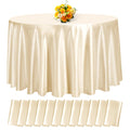 Champagne Satin Tablecloth, 12 Pack 120 Inch, Round Table Cloth Silk
