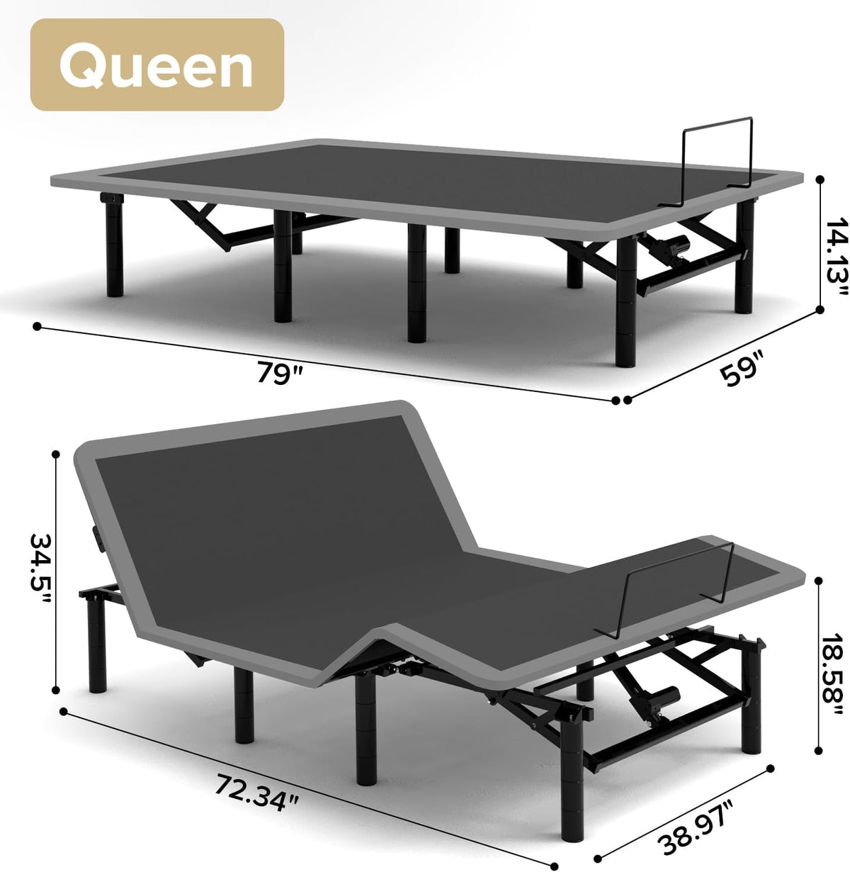 Queen Adjustable Bed Frame Base with Massage and Remote