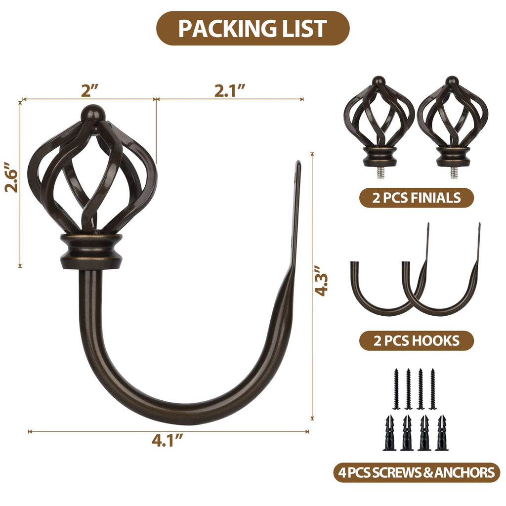 Curtain Drapery Holdbacks for Wall, 2 Pack Bronze Curtain Tiebacks