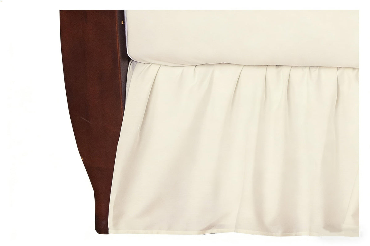 100% Natural Cotton Percale Ruffled Crib Skirt, Beige, 52" L x 28" W + 13.5"