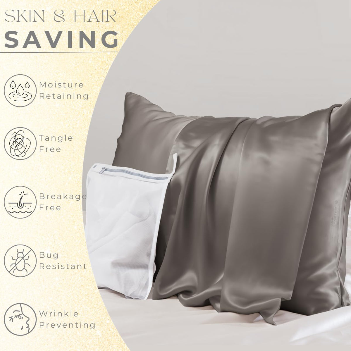 23 Momme 100% Mulberry Silk Pillowcase 2 Pack
