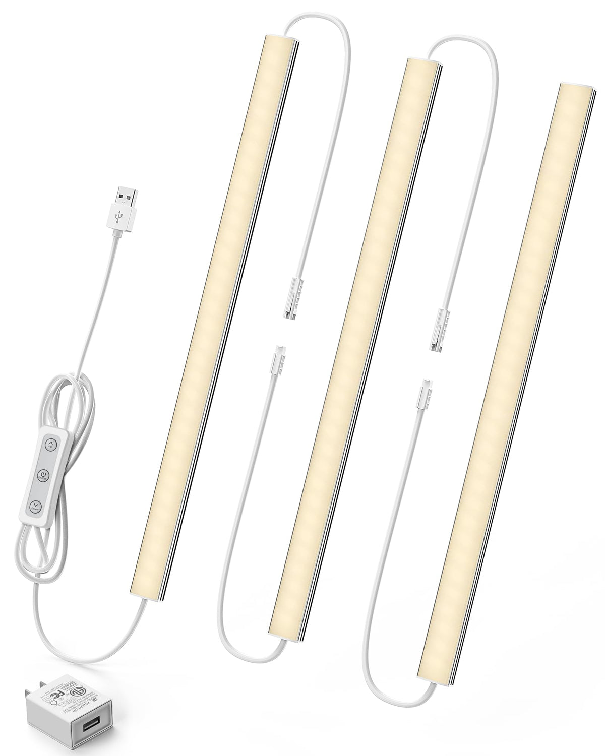 Under Cabinet Lighting Plug-in, Dimmable, 3pcs 12 Inch