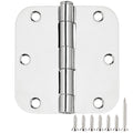 12 Pack Rounded Door Hinges 3.5 Inch 5/8" Radius Polished Chrome