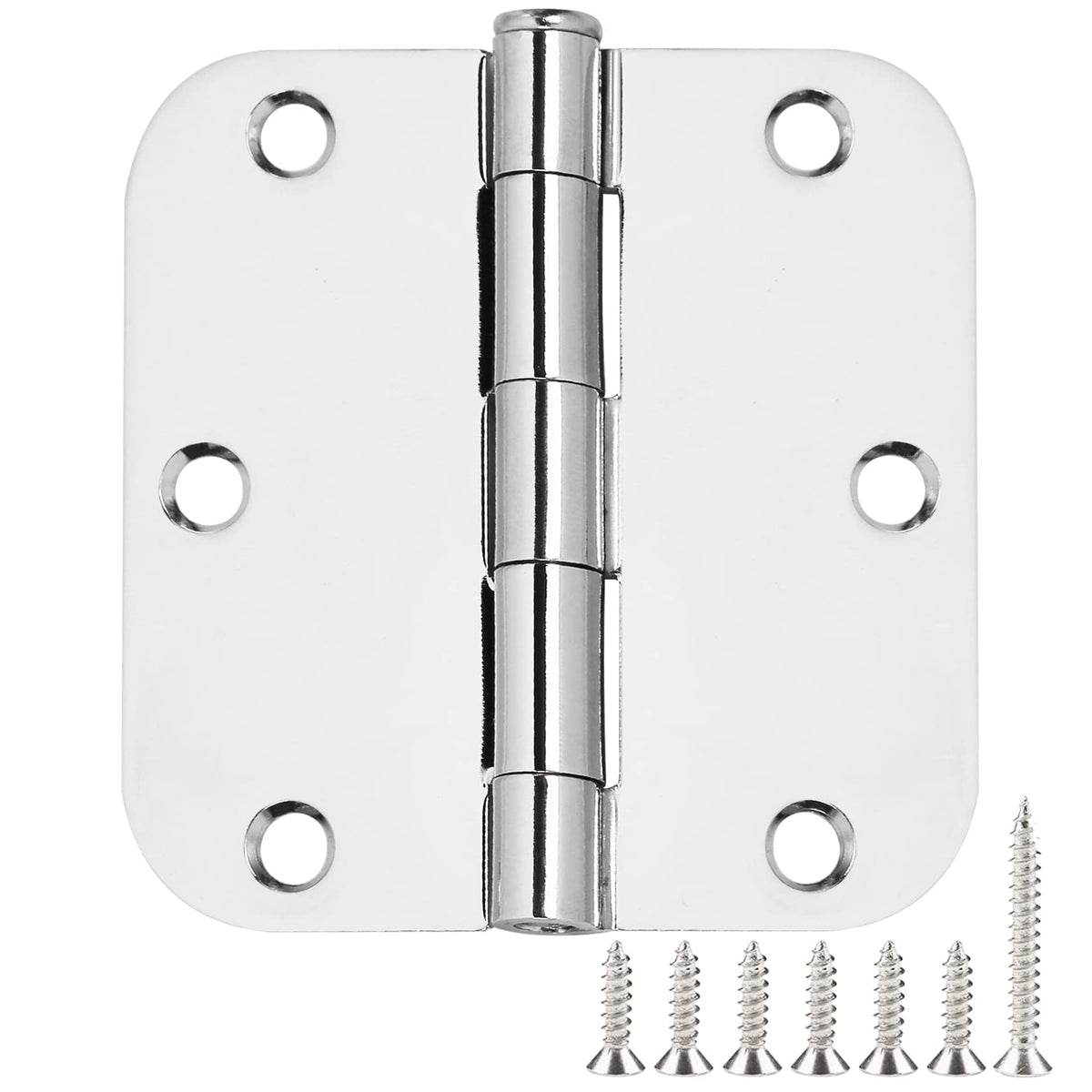 12 Pack Rounded Door Hinges 3.5 Inch 5/8" Radius Polished Chrome