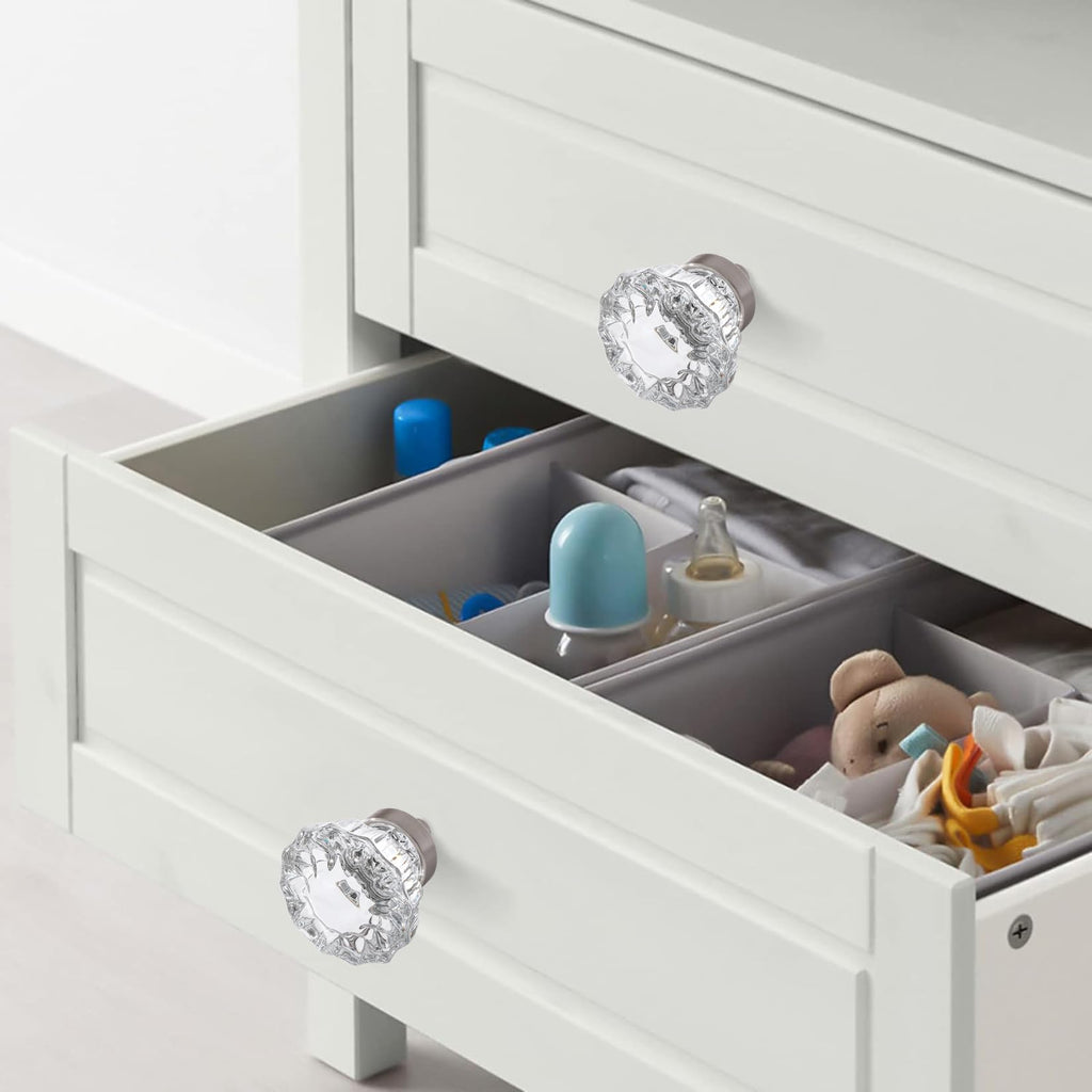 8 Pack Brushed Nickel Crystal Cabinet Knobs for Drawer,1.5 inch