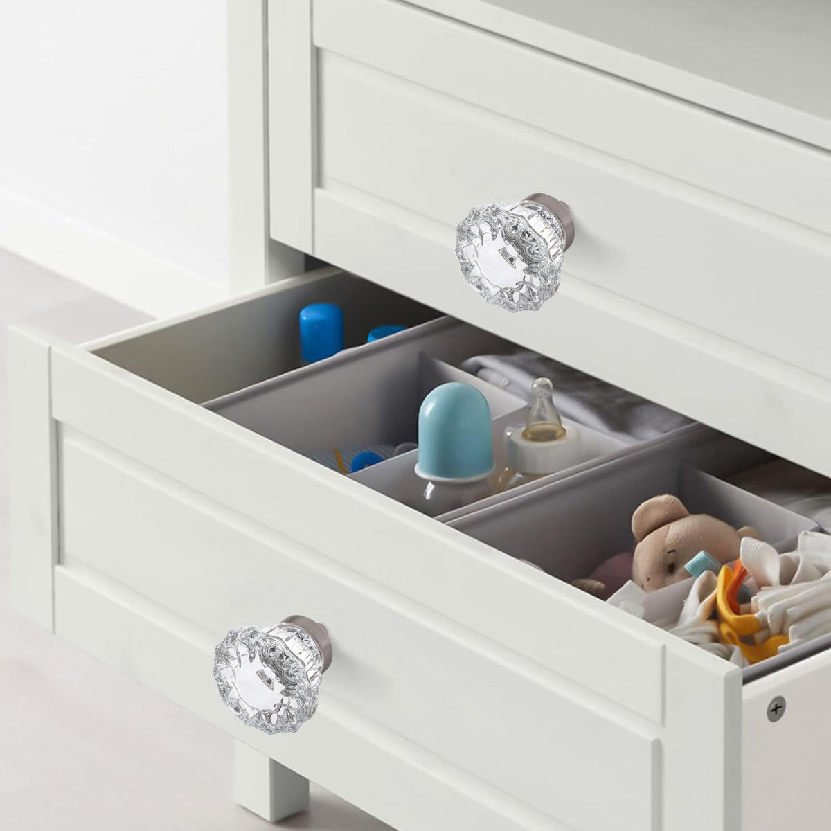 8 Pack Brushed Nickel Crystal Cabinet Knobs for Drawer,1.5 inch