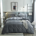 Striped Duvet Cover Set 100% Cotton, (104"x90"), Dark Grey Stripes