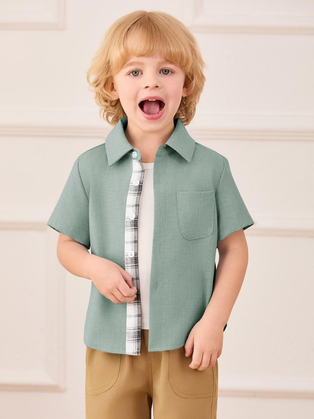 Toddler Baby Boy Short Sleeve Button Down Shirt Kid Dress Shirt