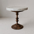 Stone Natural Marble & Walnut Pedestal Tray, Round Riser, 5.9