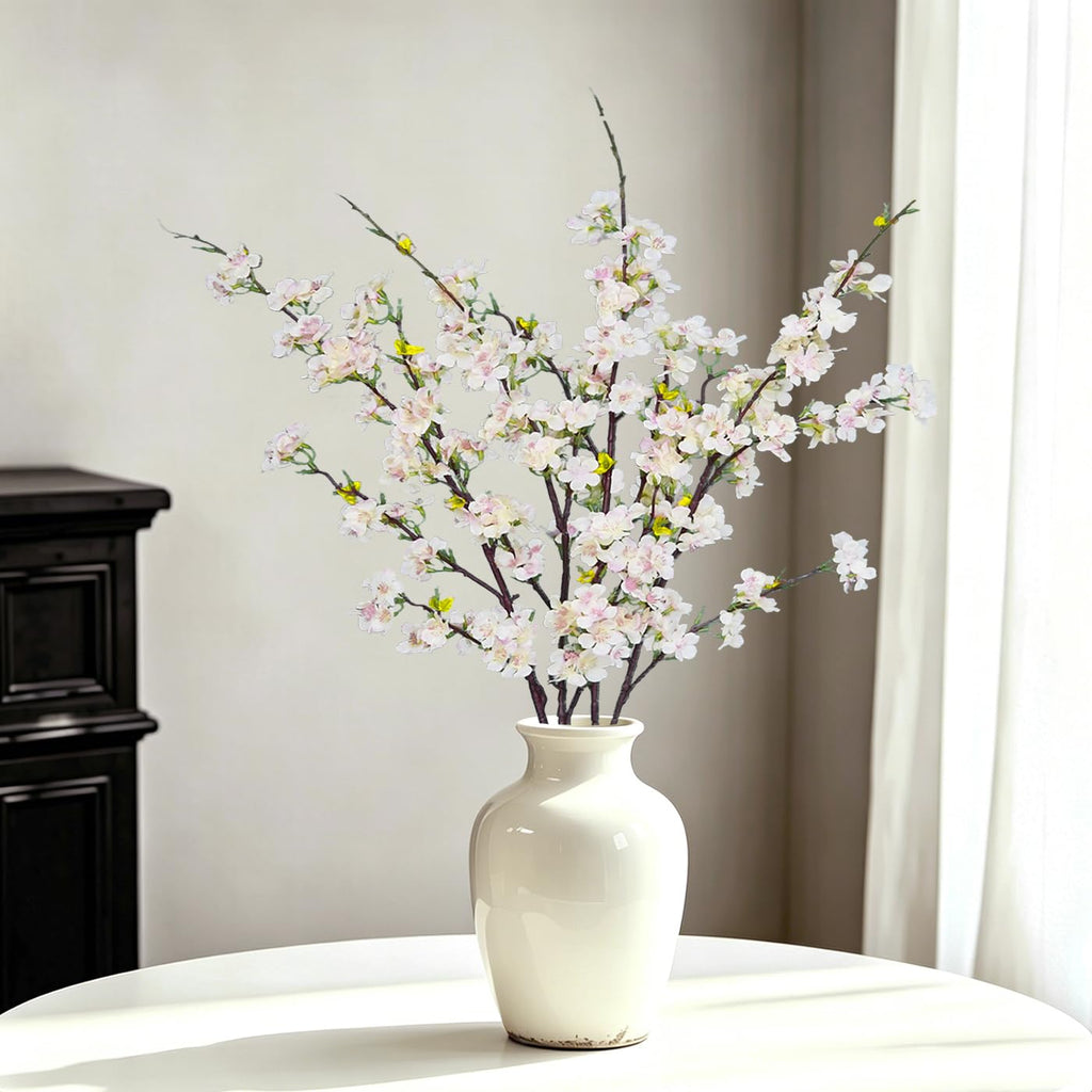 Cherry Blossom 4Pcs Long Stem Artificial Flowers (Light Pink)