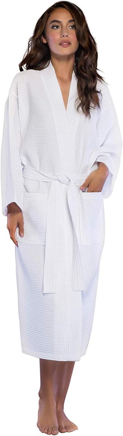 Embroidered and Monogrammed Bathrobes for Women | Lightweight Long Waffle Kimono Unisex Spa Robe