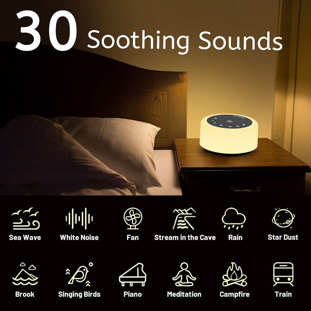 Soother Sleep Sound Machine Night Light White Noise Machine with 30 Sounds & 12 Color Night Lights for Baby Kids Adults