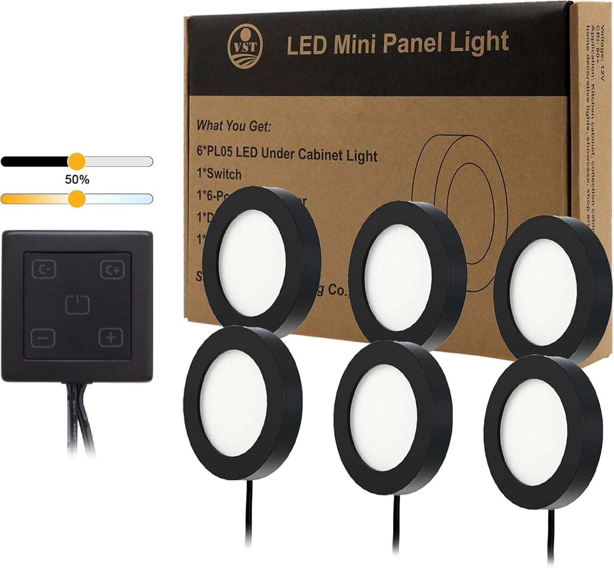 Under Cabinet Lights CCT 3000K-6000K, Puck Lights Color Temperature and Brightness Adjustable with Touch Switch