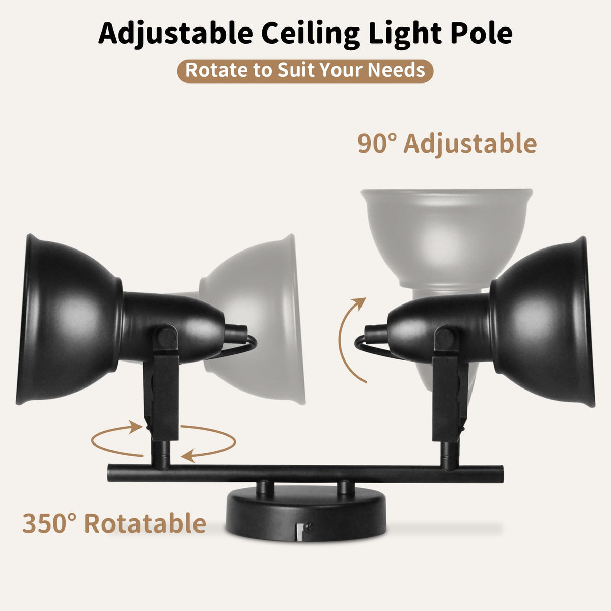 Black Track Light Directional Ceiling Spotlight, E26 Base