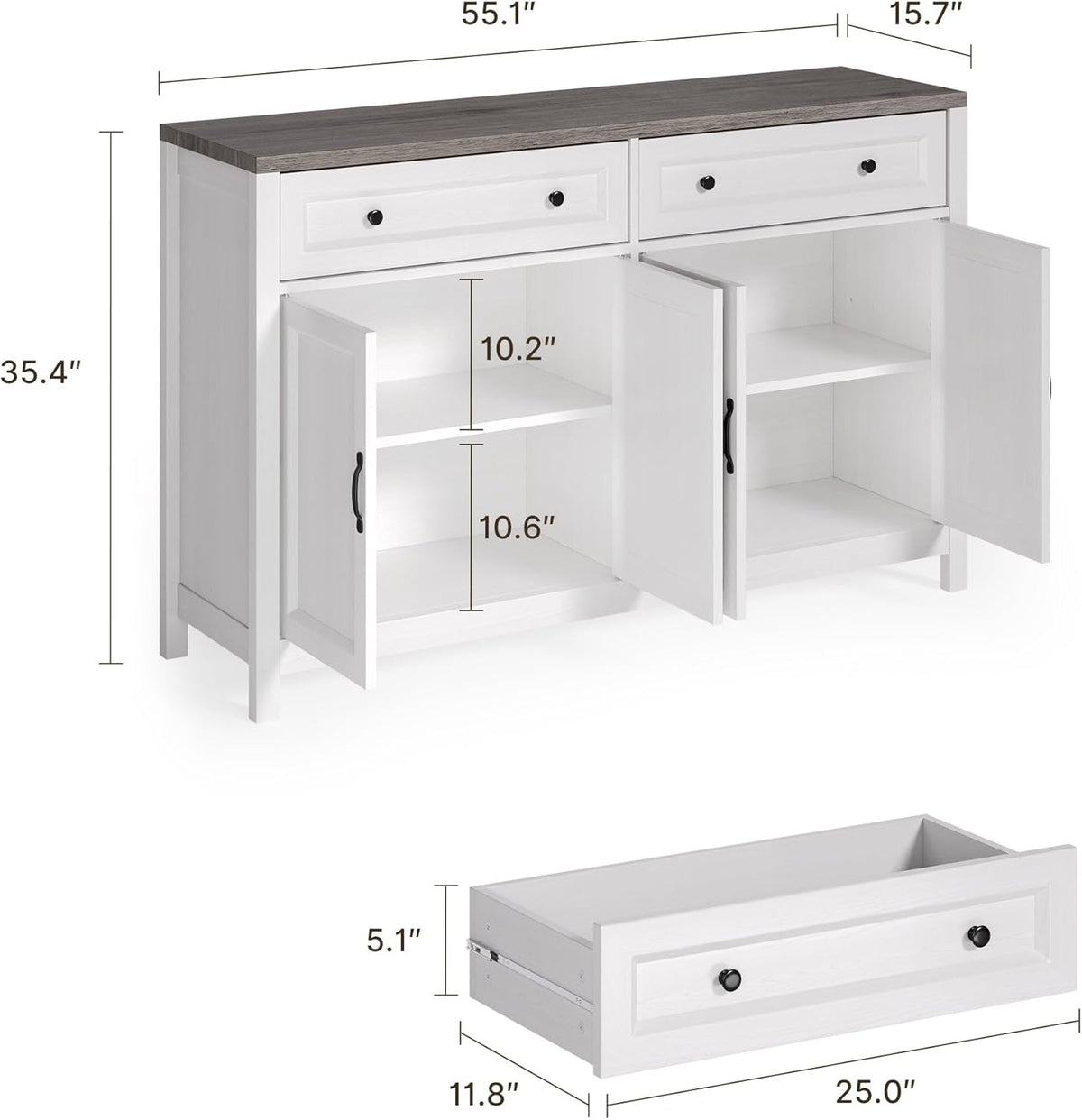 Farmhouse Kitchen Sideboard Buffet Cabinet with Storage