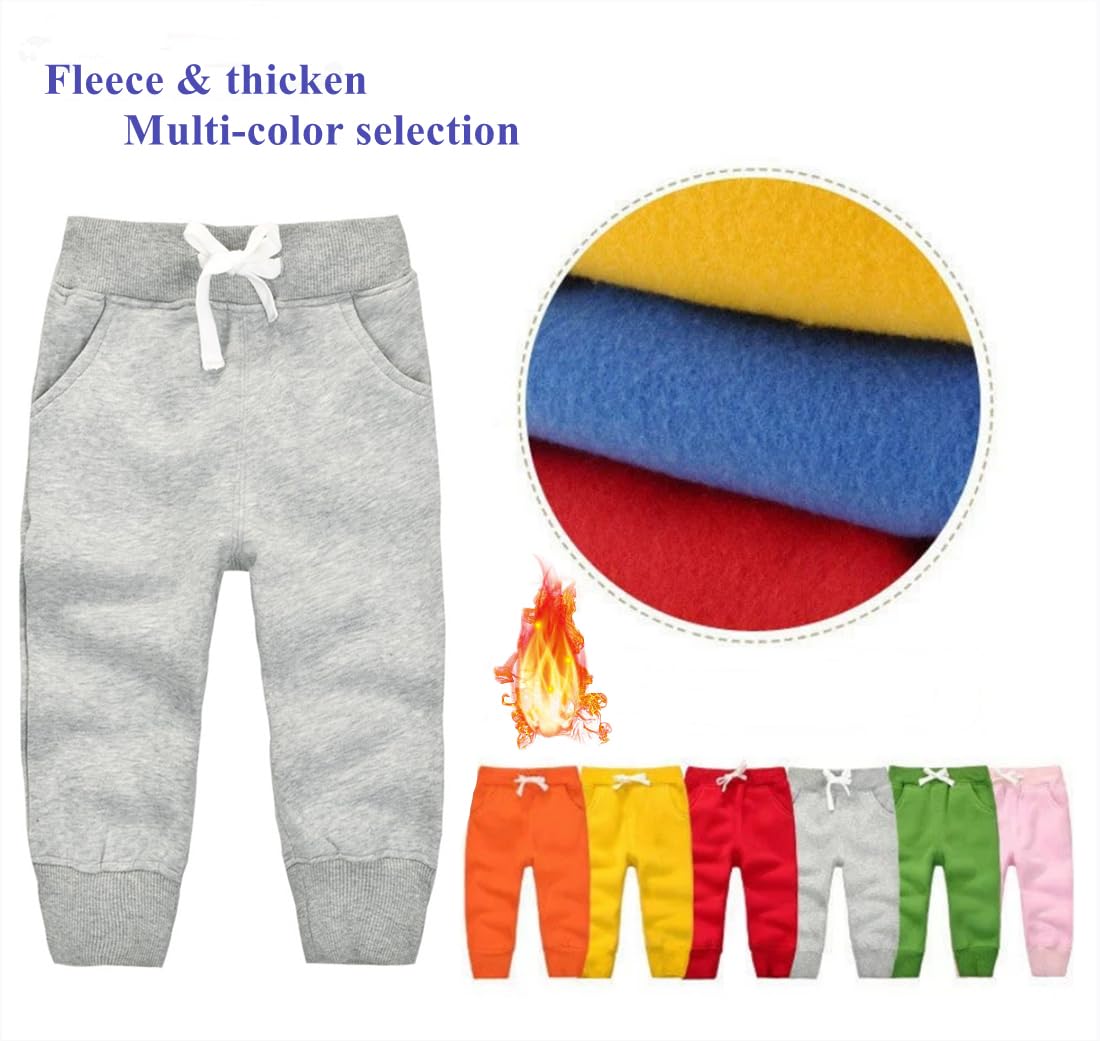 Unisex Toddler Jogger Pants Kids Cotton Elastic Waist Winter Baby Sweatpants Pants Grey