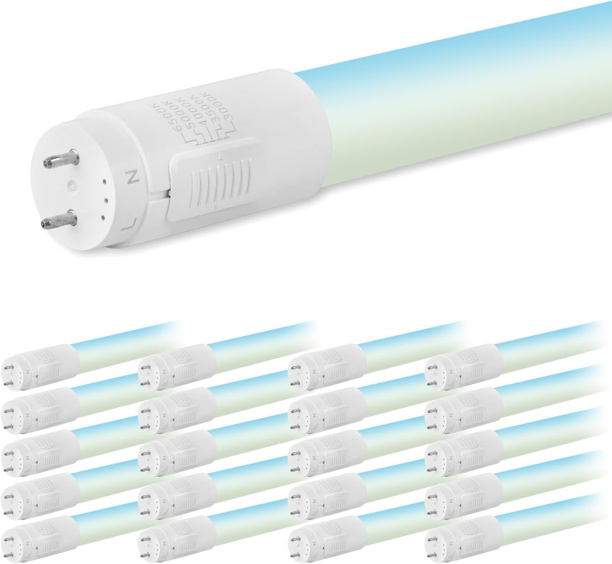 20 Pack T8 LED Bulbs 4 Foot, 5CCT 3000-6500K,18W, 2300LM,Type B