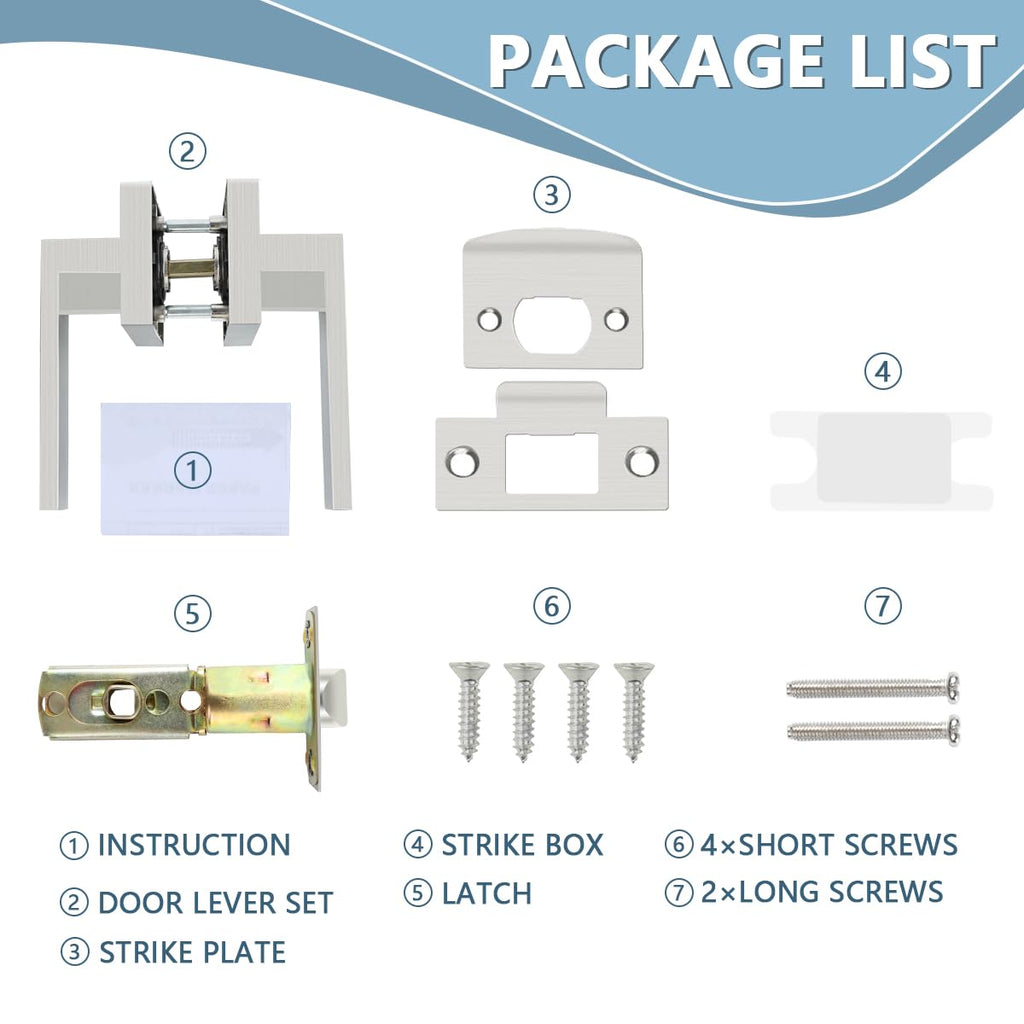 10 Pack Satin Nickel Privacy Interior Door Levers