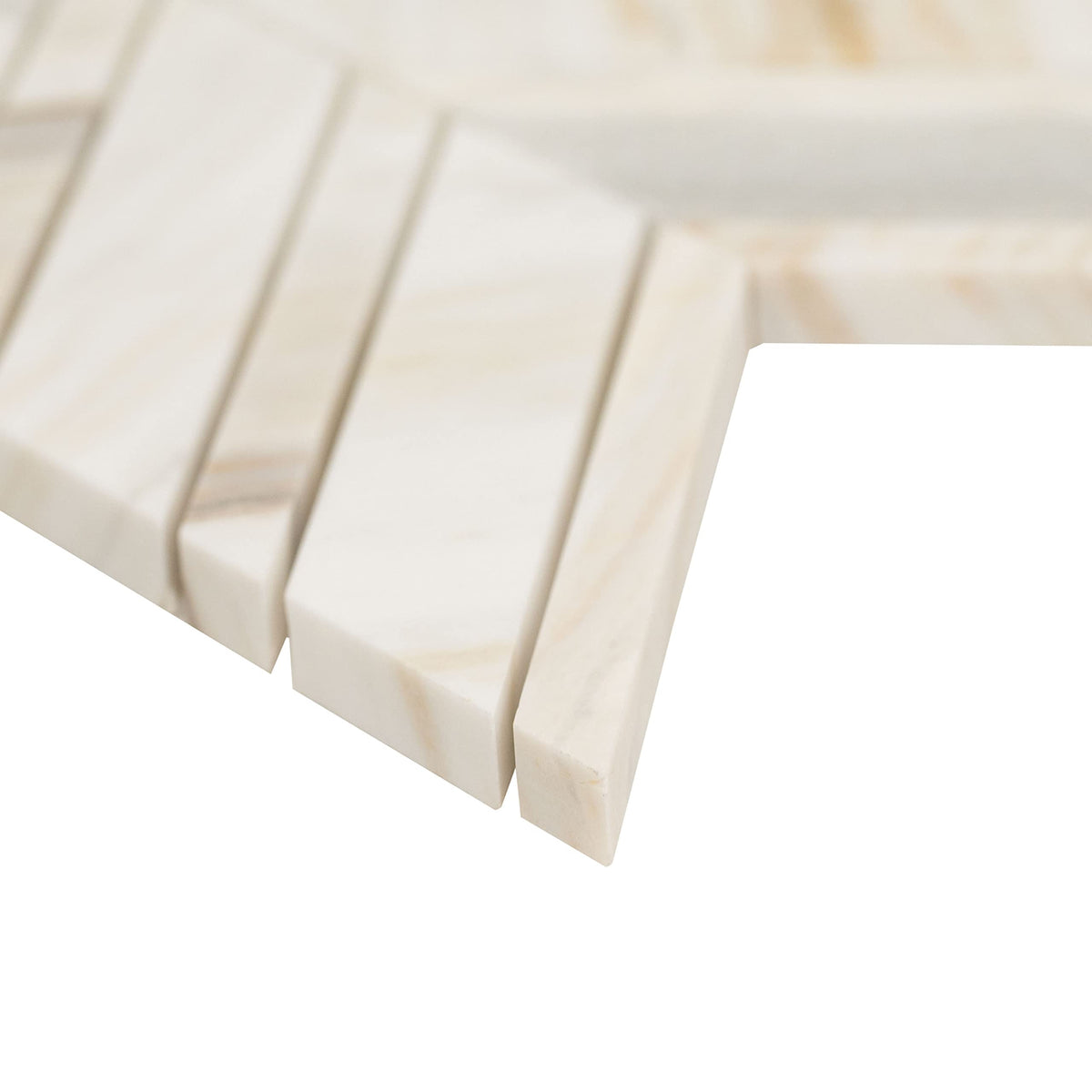 Mesh Mounted Marble Mosaic Tile | Athena Gold Chevron | 12" x 12"