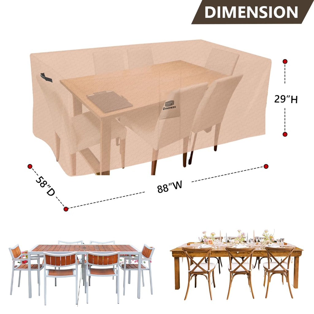 Patio Furniture Sets Covers, Heavy Duty Tear Resistant Waterproof UV Resistant Outdoor Rectangular Table and Chair