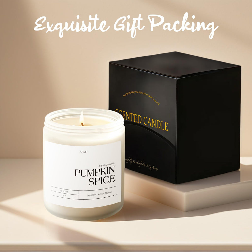 Pumpkin Spice Fall Candle Scented, 9oz Non Toxic Soy Candle