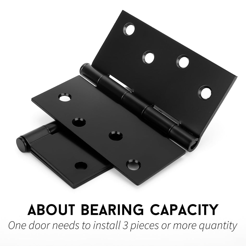 18 Pack Matte Black Door Hinges, 4 x 4 Inch Black Door Hinges