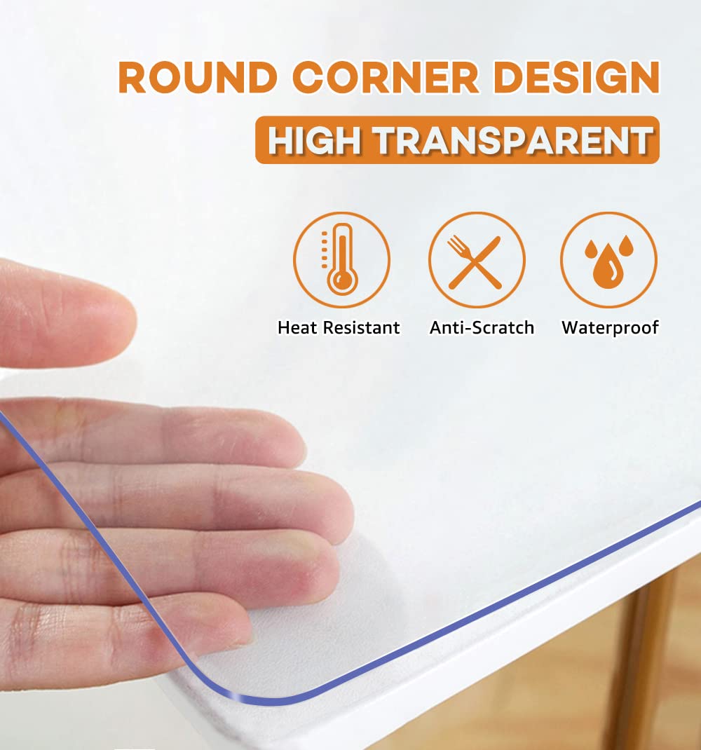 Clear Table Protector Cover 48x84 Inch Clear Tablecloth Vinyl Plastic Desk Pad Mat for Wood Kitchen Coffee