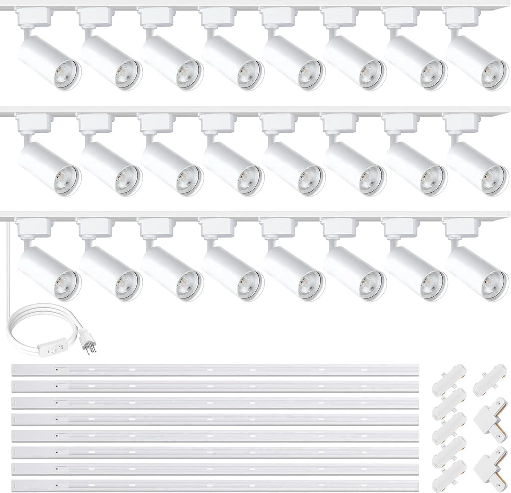 Plug in J&L Type LED Track Lighting Kits Dimmable Adjustable Angle Heads