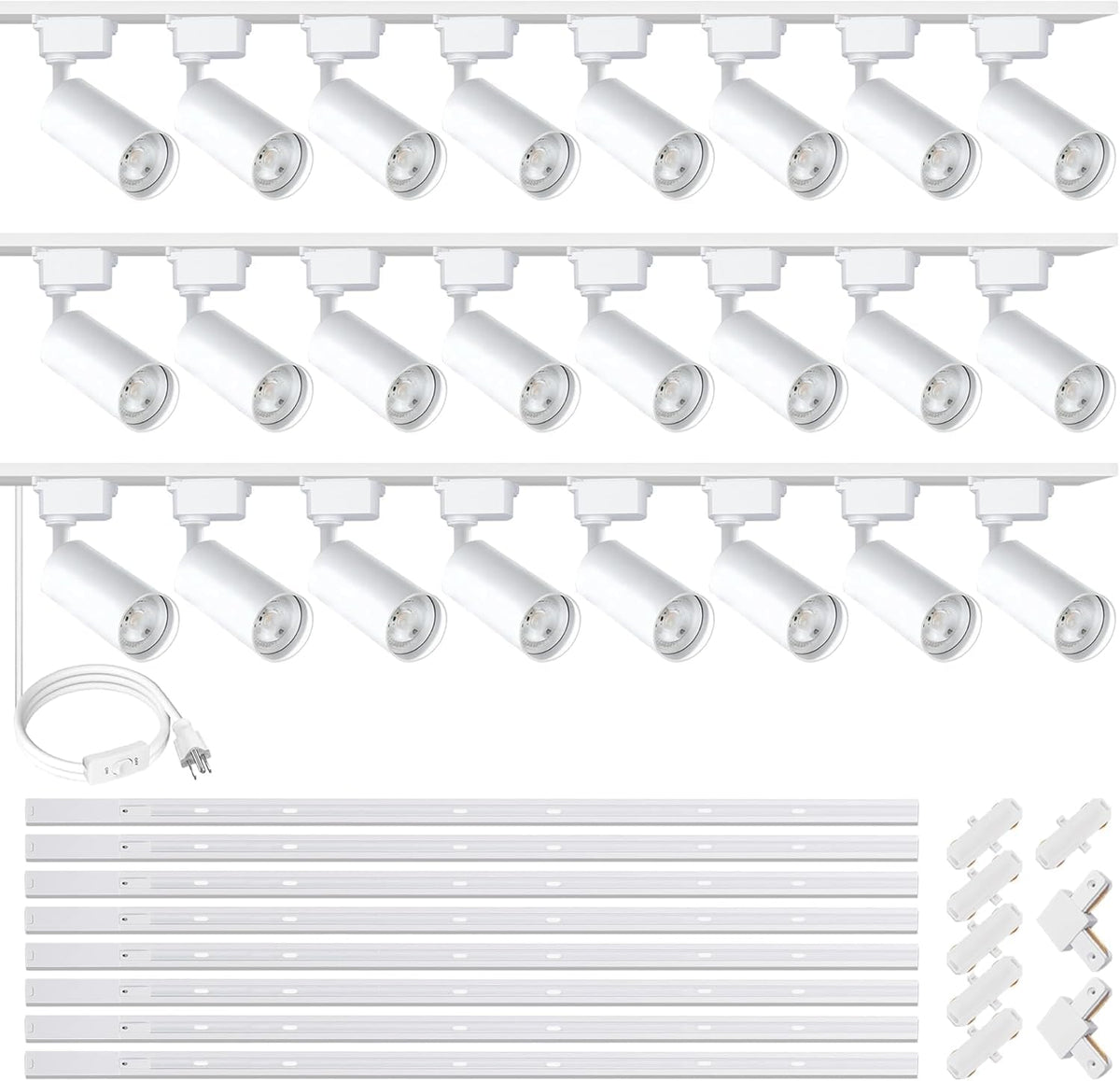 Plug in J&L Type LED Track Lighting Kits Dimmable Adjustable Angle Heads