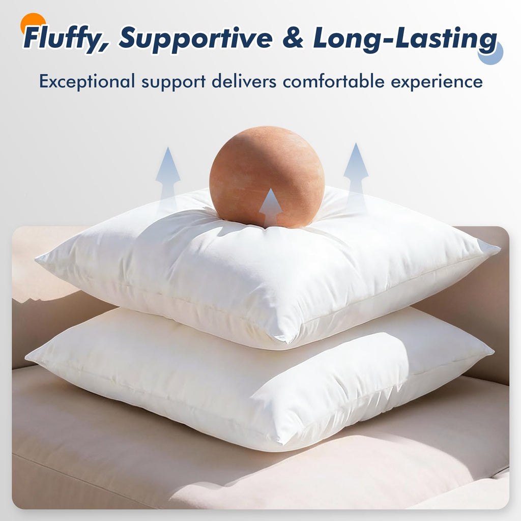 2 Pack 16x16 Outdoor Pillows, Water Resistant Throw Pillow Inserts