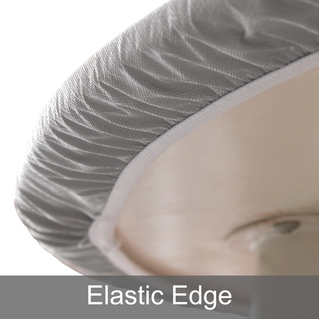 Light Gray 63"-67" Elastic-Fitted Round Flannel-Backed Vinyl Tablecloth